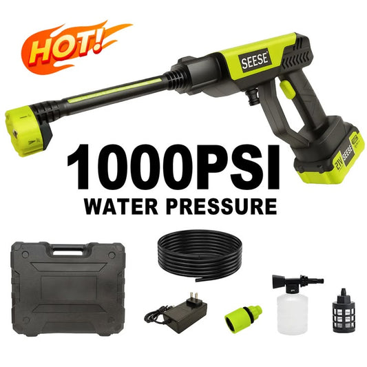 SEESE Cordless Pressure Washer and Single Port,Charger Base,Bottle Portable Washer For Car,Home Cleaning & Garden Watering